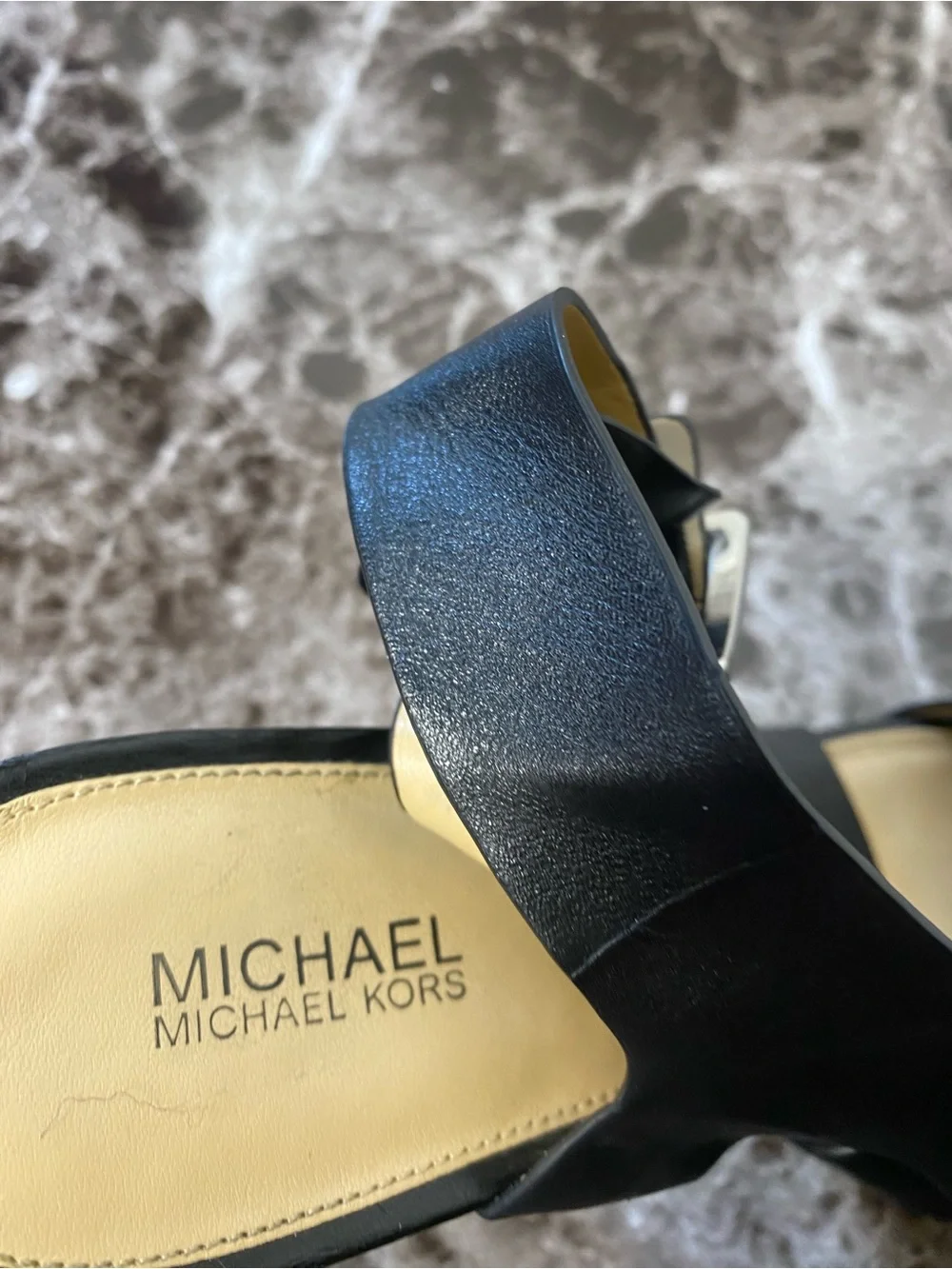 Michael Kors Black Leather Platform Slingback Heels